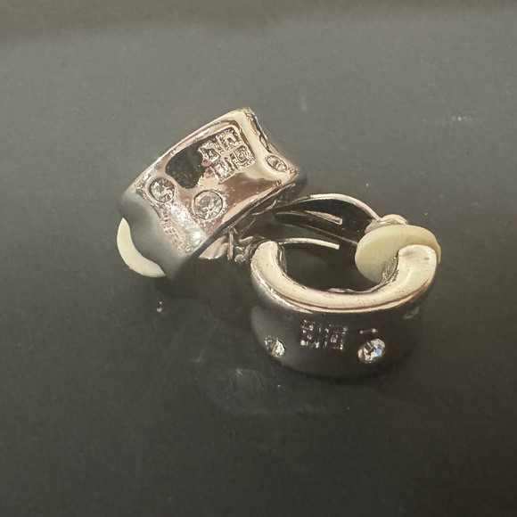 Givenchy Vintage Silver Hoop Earrings with Crystal Accents - Picture 1 of 2